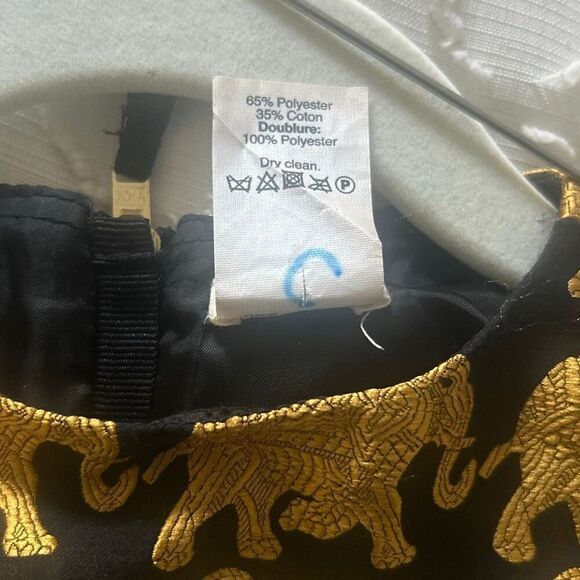 Crewcuts J. Crew Girl’s Sz 2 Festive Party Dress Elephants Gold Black Lined 2015 - Picture 6 of 7